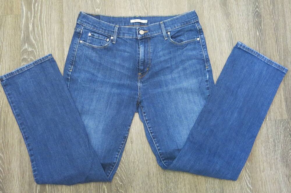 LEVIS 505 Straight Jeans Size 14 (W32/L32) Women's Pockets Blue Classic Casual